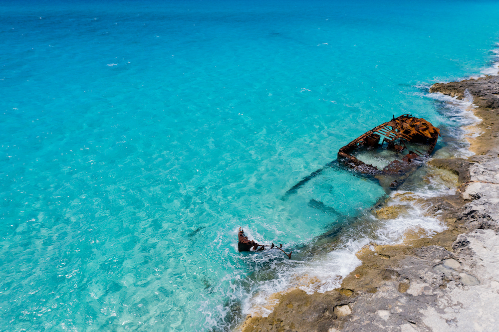 Shipwreck on the Caribbean Shores of Bimini Island, The Bahamas